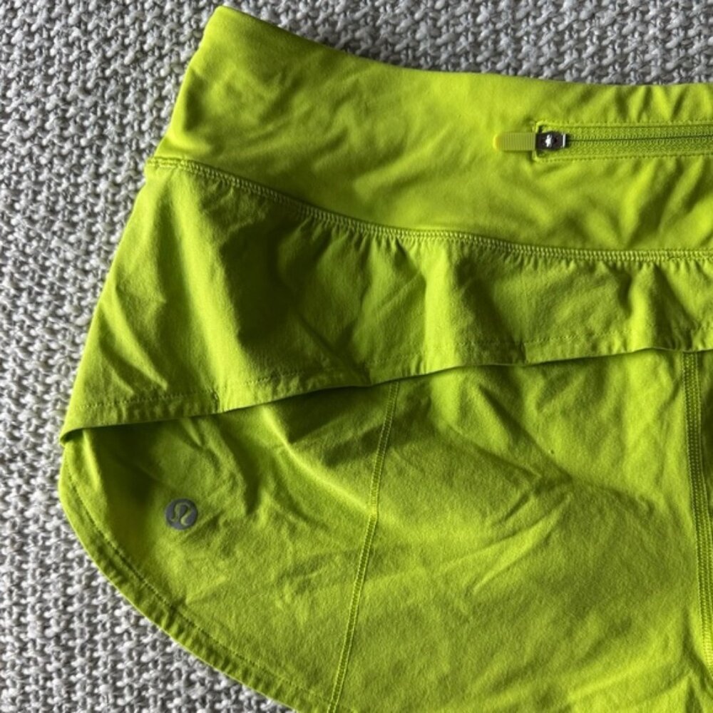lululemon speed up short neon yellow women’s size 8
